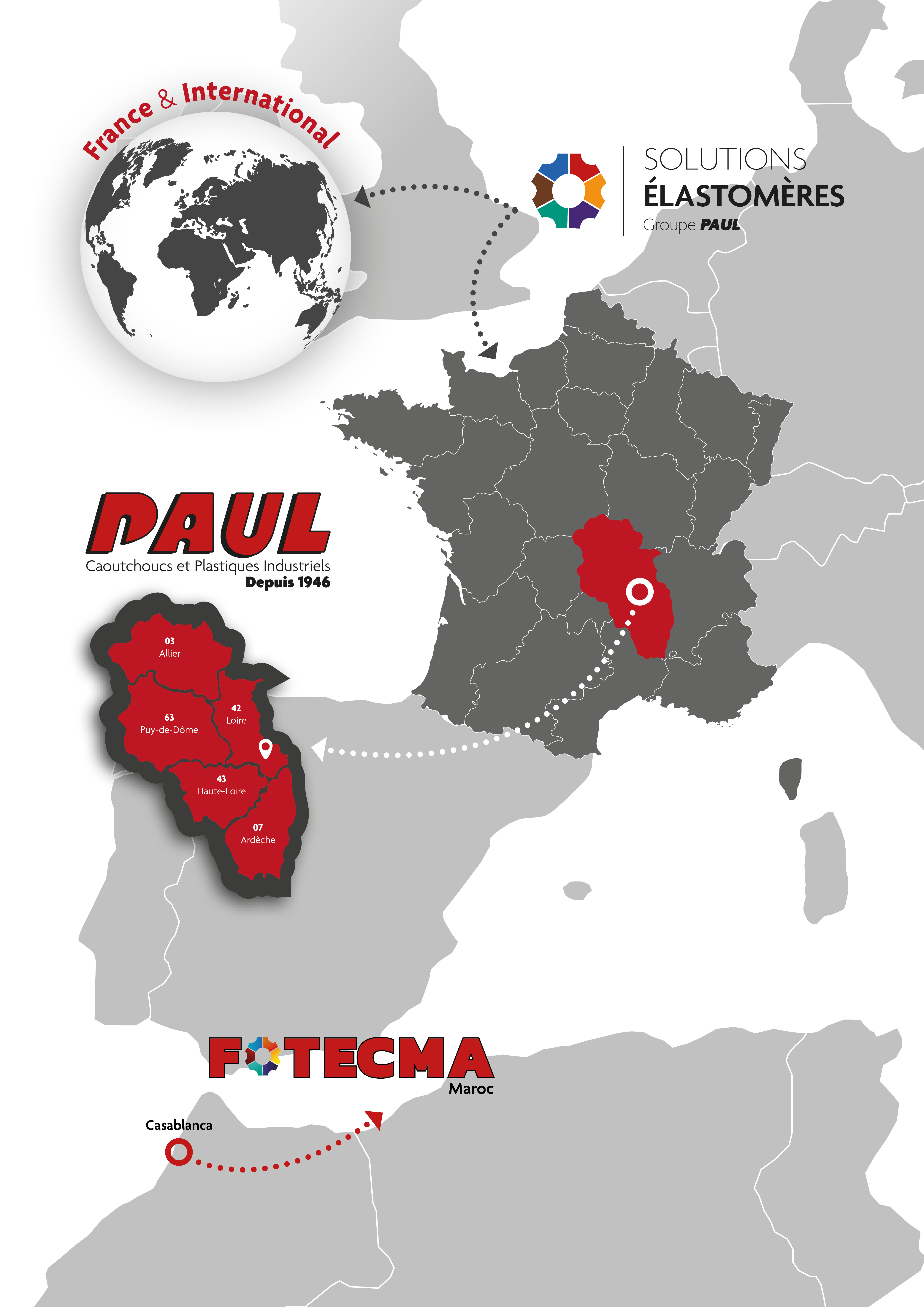 Carte des 3 sociétés du Groupe PAUL
